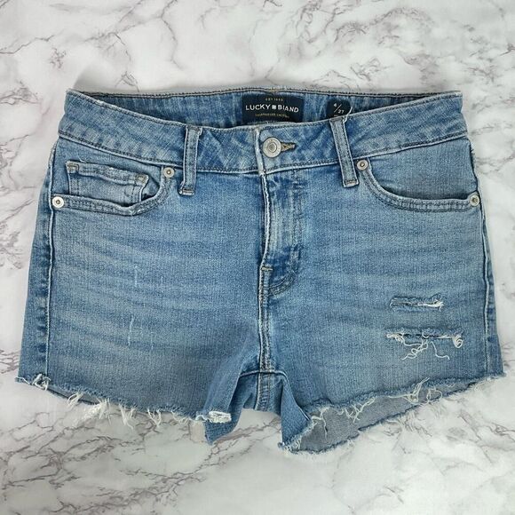 Lucky Brand Custom Cutoff Lolita Distressed Denim Jean Shorts 4 - Picture 1 of 5